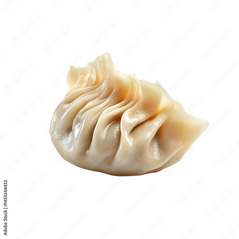 A delectable dumpling, cooked to perfection, with intricate folds and a savory appearance. The food is ready to be eaten. A delectable dumpling, cooked to perfection, with intricate folds and a savory appearance. The food is ready to be eaten.