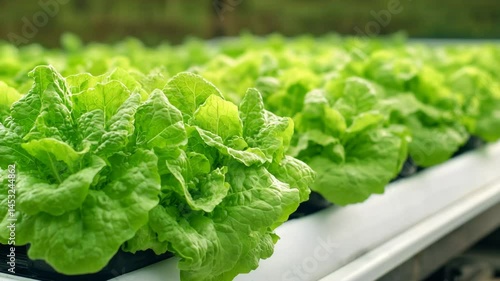 Lush and Fresh Green Lettuce Growing in Hydroponic System Showcasing Vibrant Leaves and Sustainable Agriculture for Healthy Growth