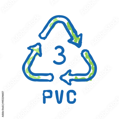 pvc recyclable plastic product icon doodle illustration