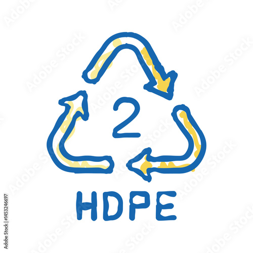 hdpe recycle plastic product icon doodle illustration