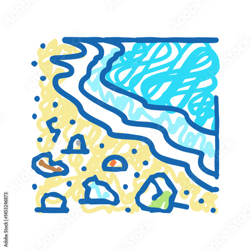 beach plastic waste icon doodle illustration