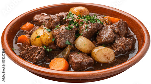Boeuf Bourguignon isolated in White background ,Transparent Background ,Food image 