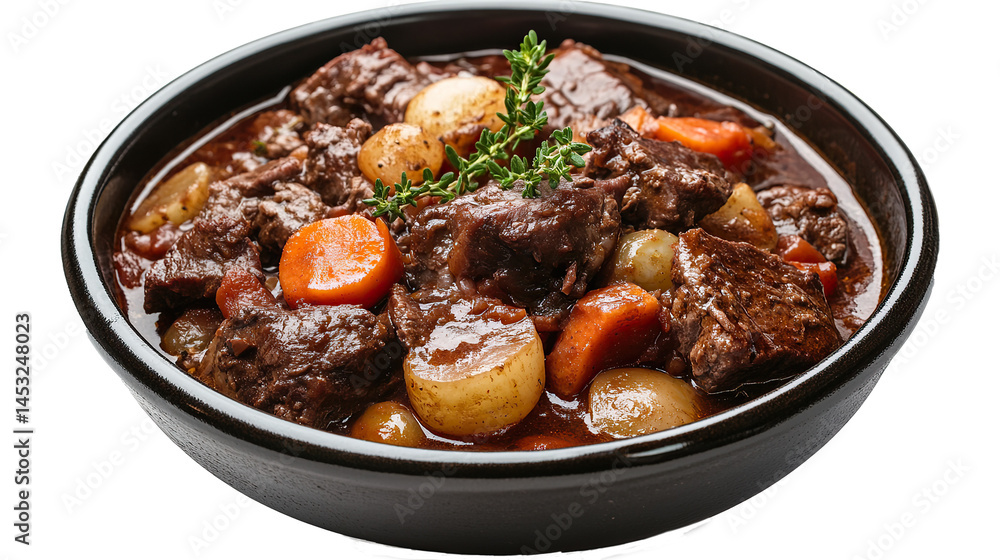 Boeuf Bourguignon isolated in White background ,Transparent Background ,Food image Boeuf Bourguignon isolated in White background ,Transparent Background ,Food image