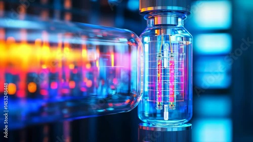 Futuristic Vial with Neon Lights Digital Technology and Innovation Showcase in Science Driven Laboratory Scene