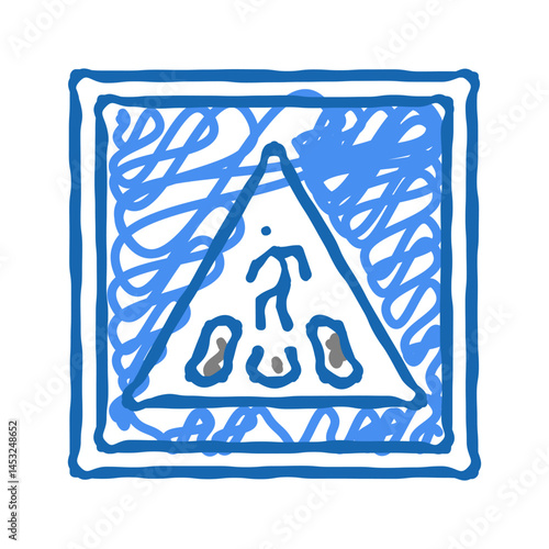 pedestrian road sign icon doodle illustration