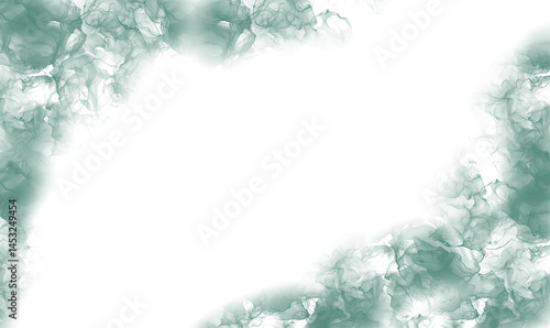 Fotografía Green Alcohol Ink Frame with Organic Fluid Texture on Transparent Background for