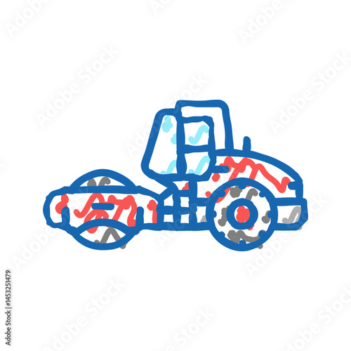 steamroller construction car vehicle icon doodle illustration