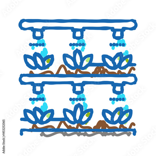 aquaponics water system irrigation icon doodle illustration