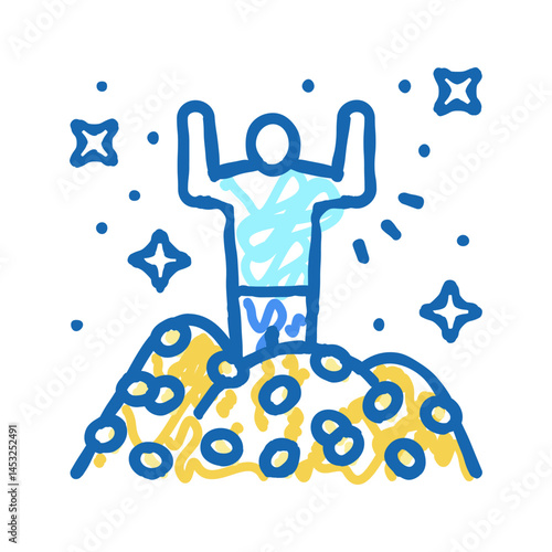 millionaire financial freedom money icon doodle illustration
