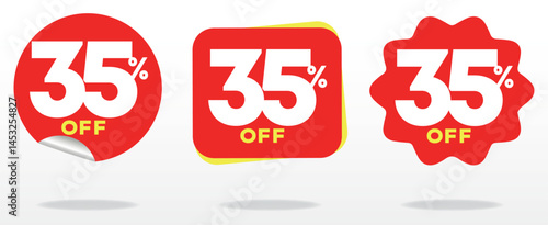 35% off. Value, marketing, shop, offer, advertising. Commerce, promo, sell, shape, ticker price, , tag, sale, business. Sign, icon, set, vector