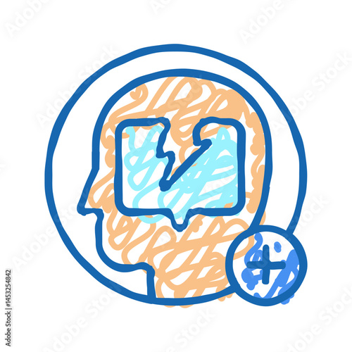 poor mental health check icon doodle illustration