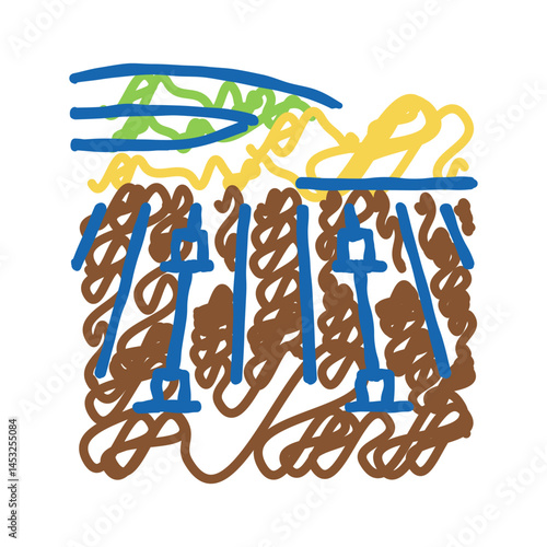 cultivated field smart farm icon doodle illustration