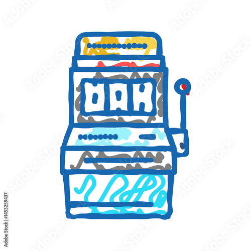 slot mashine game icon doodle illustration