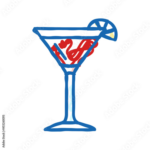 cosmopolitan cocktail glass drink icon doodle illustration