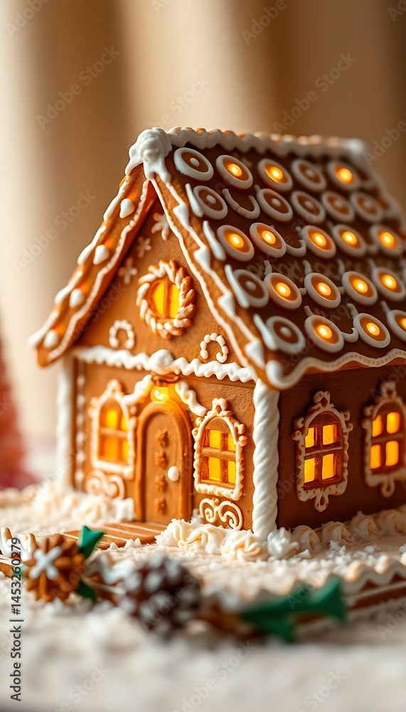 gingerbread house is lit up for christmas gingerbread house is lit up for christmas