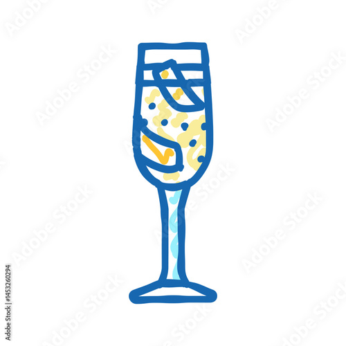 french 75 cocktail glass drink icon doodle illustration