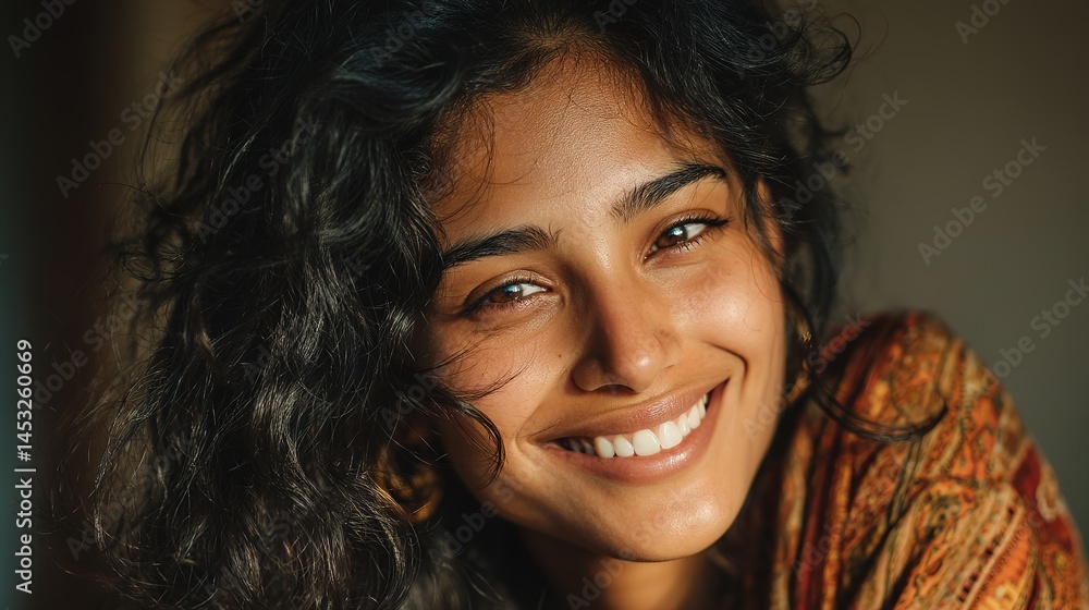 Smiling multicultural woman in a portrait, radiating warmth and diversity Smiling multicultural woman in a portrait, radiating warmth and diversity