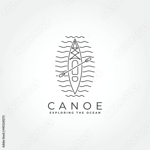 canoe line art minimalist icon logo vector illustration template design