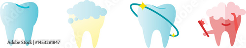 Tooth icon set in flat style
