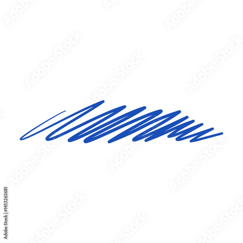 Hand Drawn Pen, Pencil, and Brush Marker Line. Blue Scribble Underline. Vector Illustration