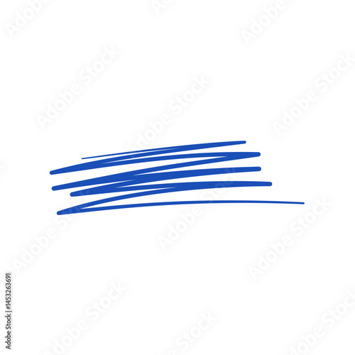 Hand Drawn Pen, Pencil, and Brush Marker Line. Blue Scribble Underline. Vector Illustration