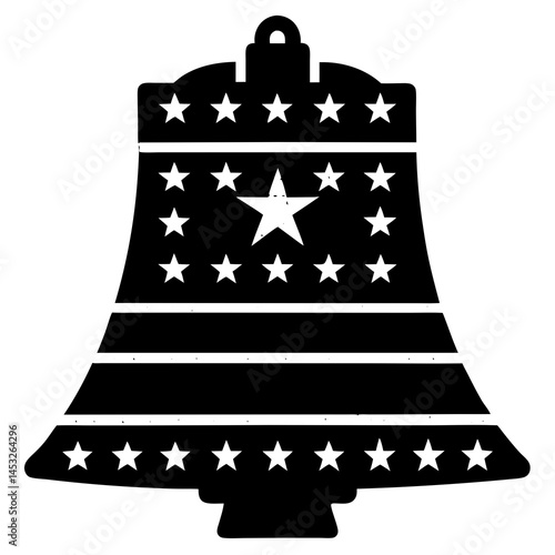 Clean silhouette of Liberty Bell for Independence Day party supplies and commercial use.
