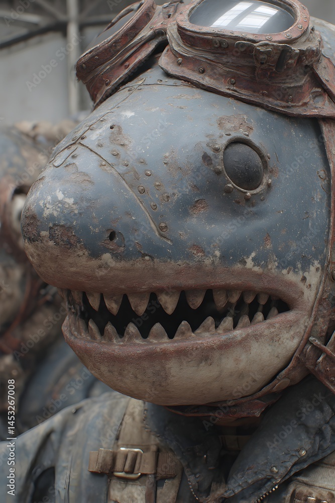 Fototapeta premium Bomber heads are shark, generation AI 