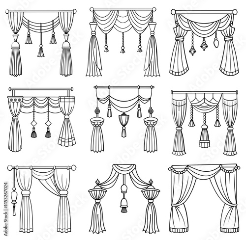 Drapery accessories Vector  Illustration