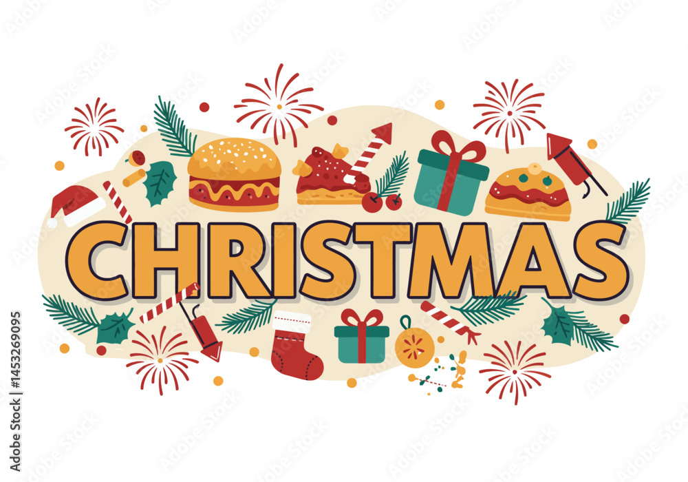 Fototapeta premium Festive Christmas Treats and Decorations A Joyful Holiday Illustration