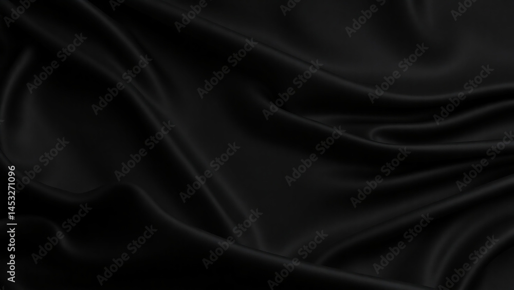 Soft black fabric with dramatic folds. Elegant texture for background or design element. Soft black fabric with dramatic folds. Elegant texture for background or design element.