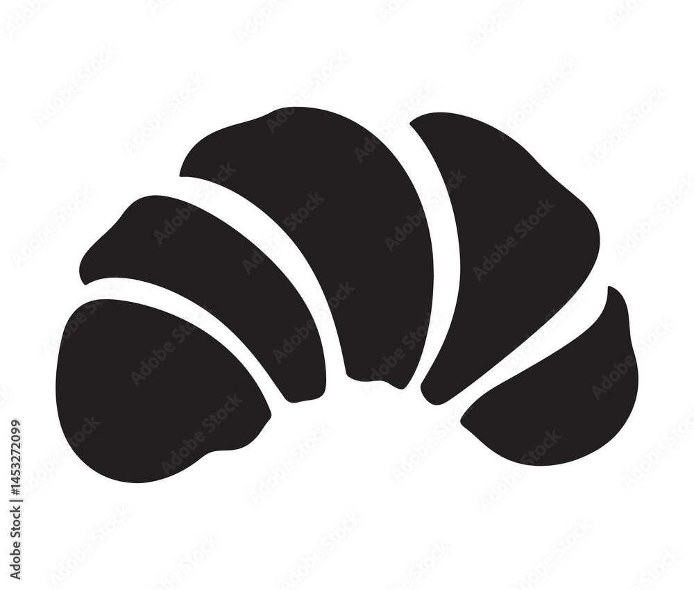 Obraz premium Silhouette croissant on a white background. Minimalist croissant icon for bakery branding.