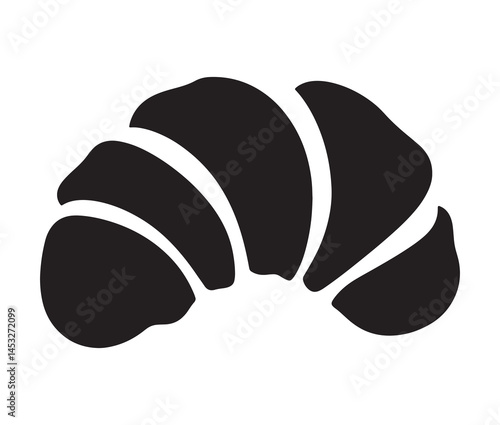 Silhouette croissant on a white background. Minimalist croissant icon for bakery branding.