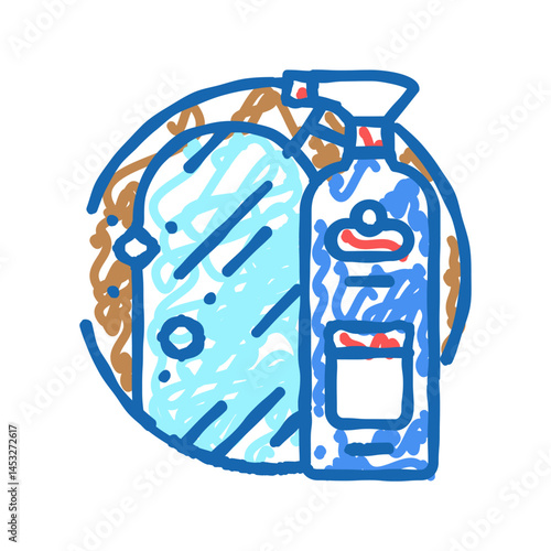 mirror cleaner detergent icon doodle illustration