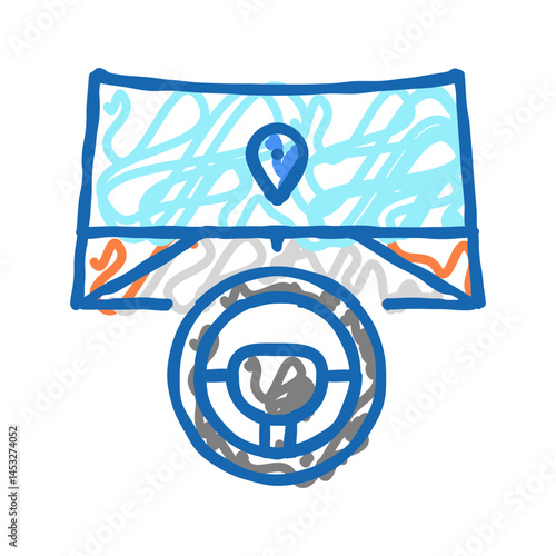 autopilot navigation icon doodle illustration