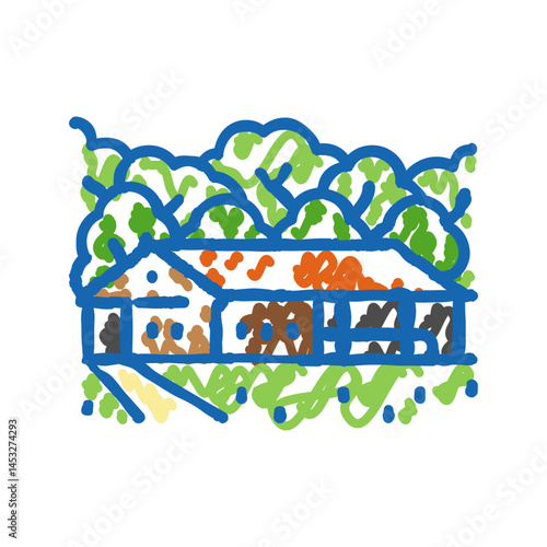 sawmill wood timber icon doodle illustration