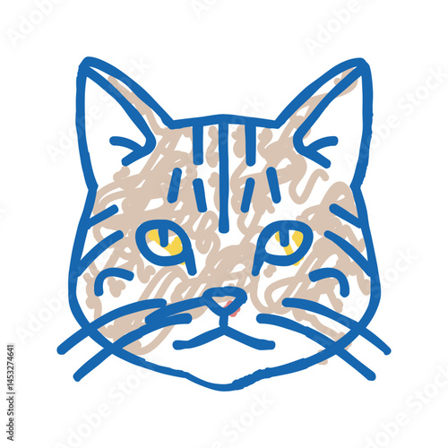 american shorthair cat cute pet icon doodle illustration