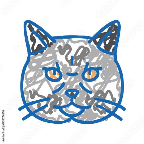 british shorthair cat cute pet icon doodle illustration