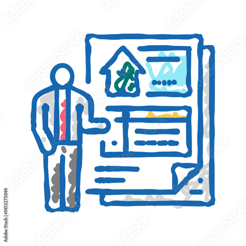 subcontractor bids interior design icon doodle illustration