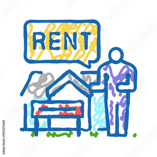 house renter property estate home icon doodle illustration