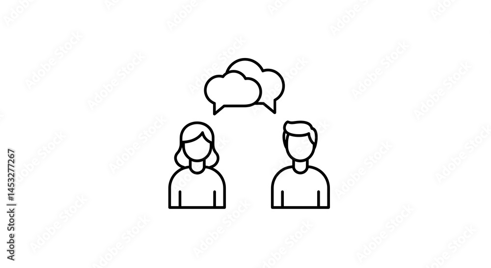 deeptalk icon with bubles chat between two person vector art deeptalk icon with bubles chat between two person vector art