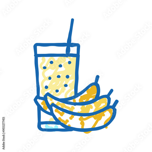 banana smoothie fruit juice food icon doodle illustration