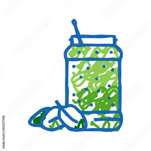 spinach smoothie fruit juice food icon doodle illustration