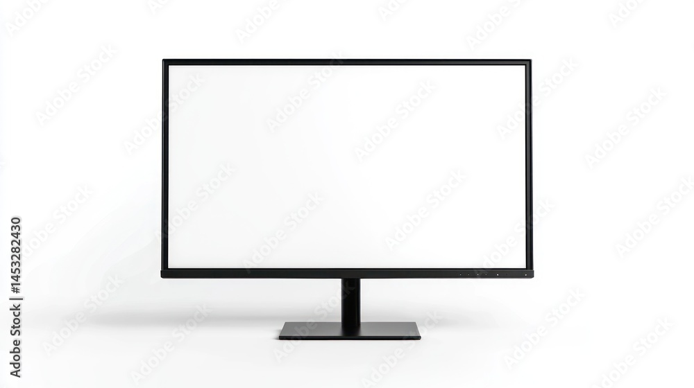 Thin black bezel computer monitor with blank digital screen on white background Thin black bezel computer monitor with blank digital screen on white background