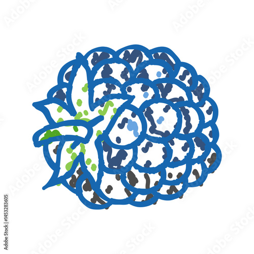 blackberry berry leaf icon doodle illustration