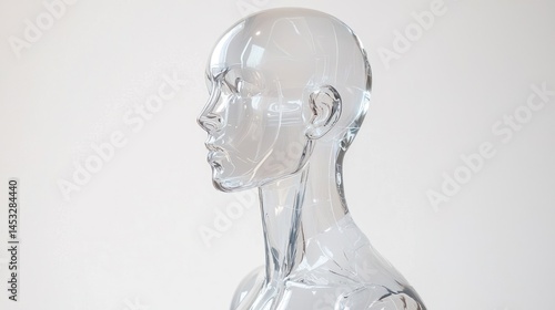 Transparent acrylic mannequin with a futuristic look on a white background