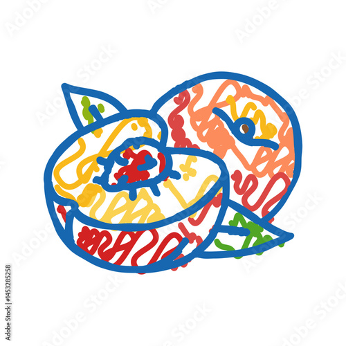 cut nectarine icon doodle illustration