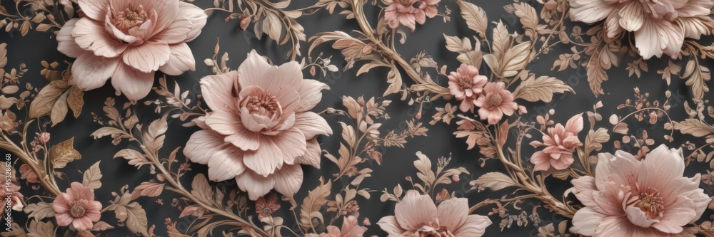 Fototapeta premium Delicate curved lines form intricate floral patterns with fine details , flower, illustration