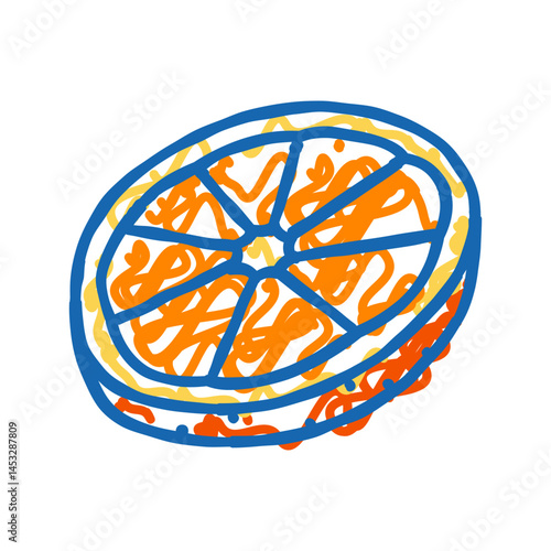slice round orange icon doodle illustration