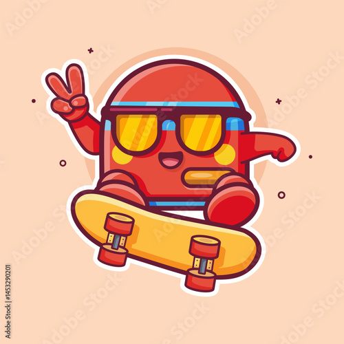 cool air purifier character mascot playing skateboard isolated cartoon
