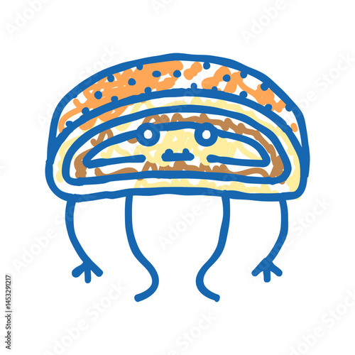 apple strudel dessert character icon doodle illustration